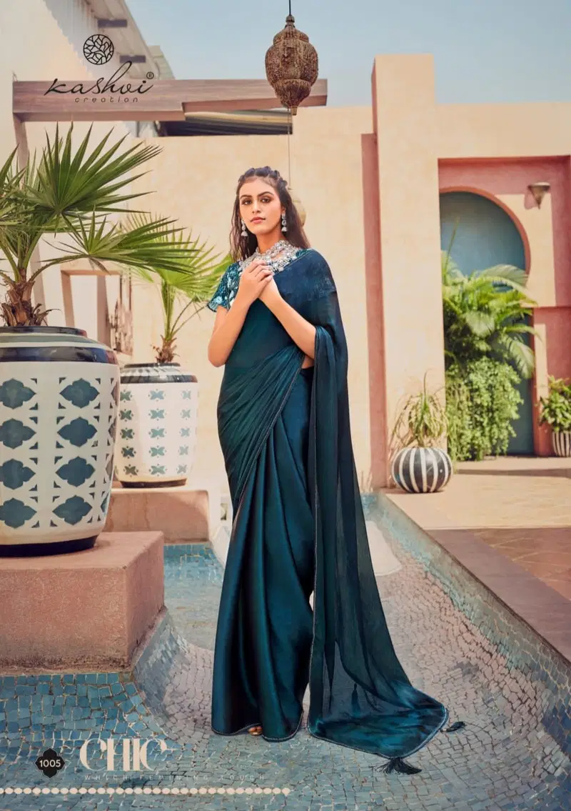 Kashvi Neel Vol 5 Satin With Swarovski Work Saree Collection